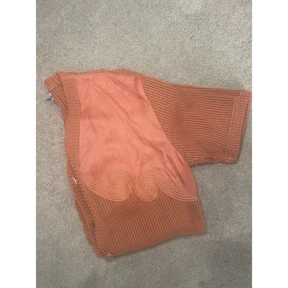 Ladies M V Neck Knee Length Ribbed Button‎ Cardigan Swirl Design Short Sleeve - Picture 3 of 12